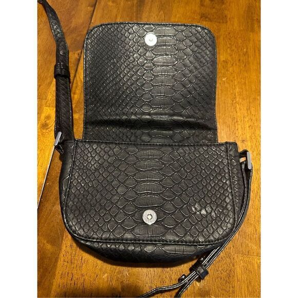 Victorias Secret Crossbody Rainbow Black Faux Crocodile Studded Strap - Picture 6 of 11